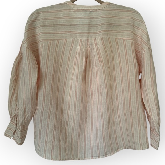 Joie Bekette Top in Blush Sand Striped Linen Blend Blouse (973) - Picture 5 of 13